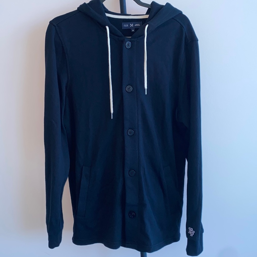 Five Four Button Down Hoodie Black | M